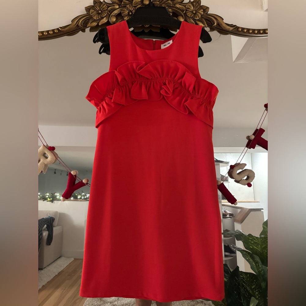 Belair coral tank top dress with ruffle